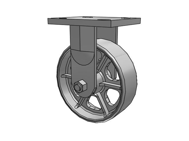 71 Series Top Plate Rigid Caster with 6 x 2 Grey Enamel CA - Cast Iron Wheel