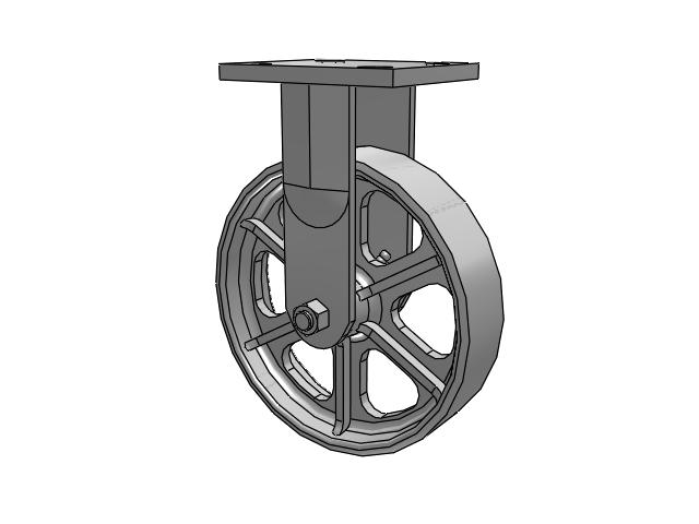 71 Series Top Plate Rigid Caster with 8 x 2 Grey Enamel CA - Cast Iron Wheel