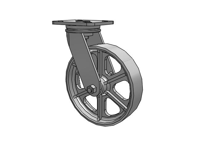 71 Series Top Plate Swivel Caster with 8 x 2 Grey Enamel CA - Cast Iron Wheel