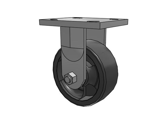 71 Series Top Plate Rigid Caster with 5 x 2 Dark Grey Nylon DT - Heavy Duty Glass-Filled Nylon Wheel