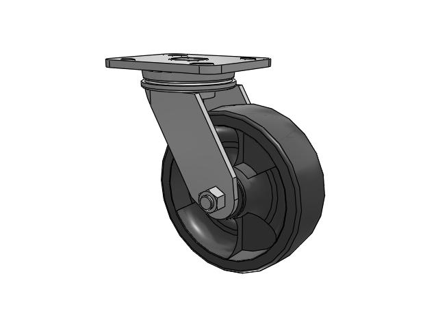 71 Series Top Plate Swivel Caster with 6 x 2 Dark Grey Nylon DT - Heavy Duty Glass-Filled Nylon Wheel