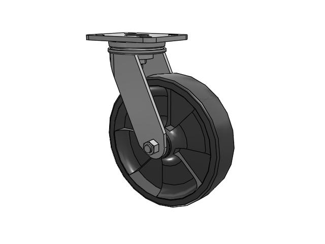71 Series Top Plate Swivel Caster with 8 x 2 Dark Grey Nylon DT - Heavy Duty Glass-Filled Nylon Wheel