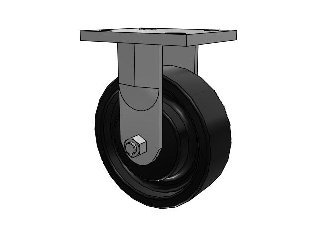 71 Series Top Plate Rigid Caster with 6 x 2 Black Paint FM - Ductile Iron Flat Tread Wheel