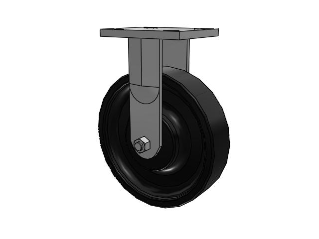 71 Series Top Plate Rigid Caster with 8 x 2 Black Paint FM - Ductile Iron Flat Tread Wheel