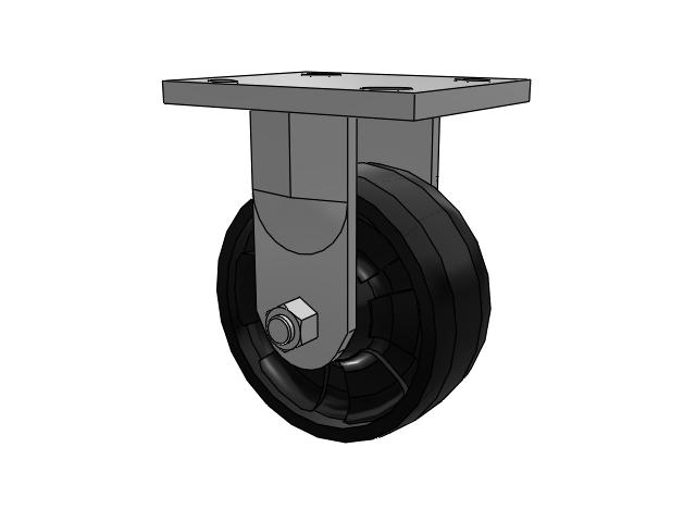 71 Series Top Plate Rigid Caster with 5 x 2 Black Nylon NG - Maxim Nylon Wheel