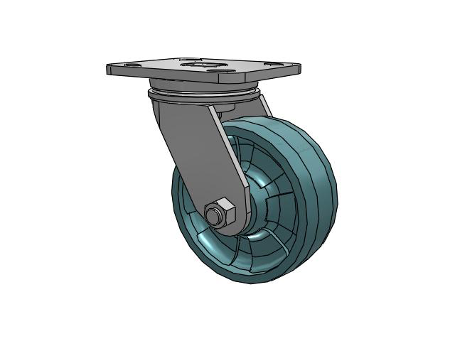 71 Series Top Plate Swivel Caster with 5 x 2 Black Nylon NG - Maxim Nylon - Prevenz Antimicrobial Wheel