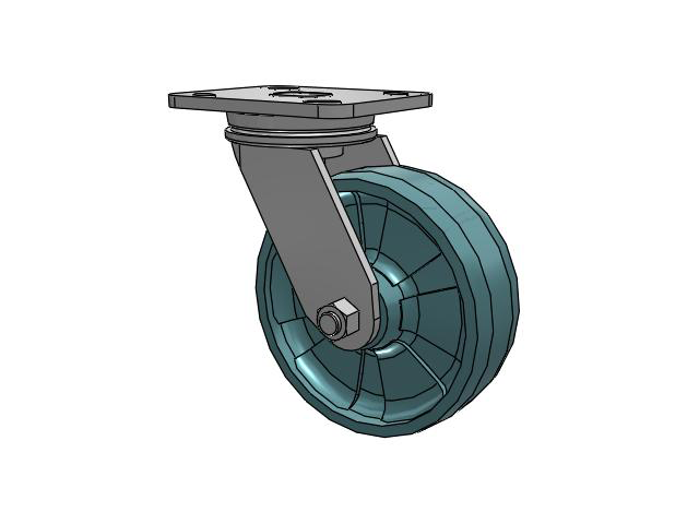 71 Series Top Plate Swivel Caster with 6 x 2 Black Nylon NG - Maxim Nylon - Prevenz Antimicrobial Wheel