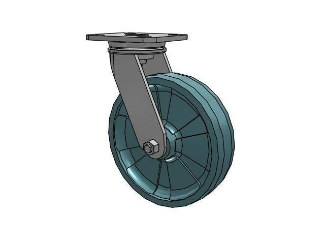 71 Series Top Plate Swivel Caster with 8 x 2 Black Nylon NG - Maxim Nylon - Prevenz Antimicrobial Wheel