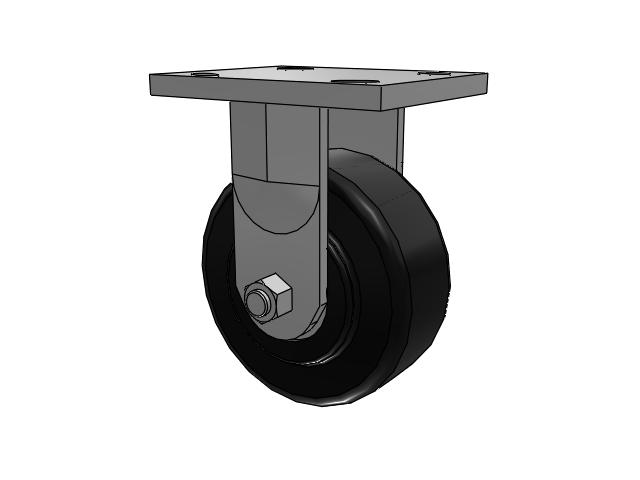 71 Series Top Plate Rigid Caster with 5 x 2 Black Polymer NX - Trionix High Impact Polymer Wheel