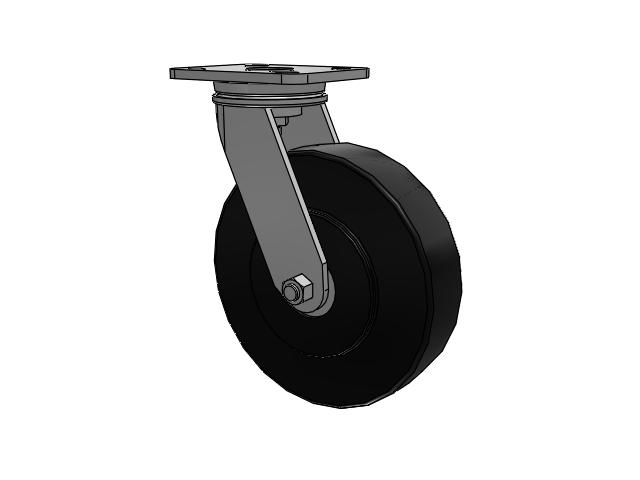 71 Series Top Plate Swivel Caster with 8 x 2 Black Polymer NX - Trionix High Impact Polymer Wheel
