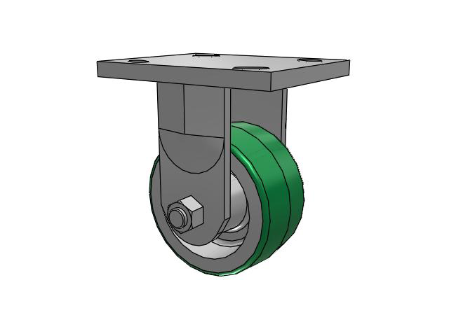 71 Series Top Plate Rigid Caster with 4 x 2 Green Tread on Aluminum Core PD - Polyurethane (Aluminum Core) Wheel
