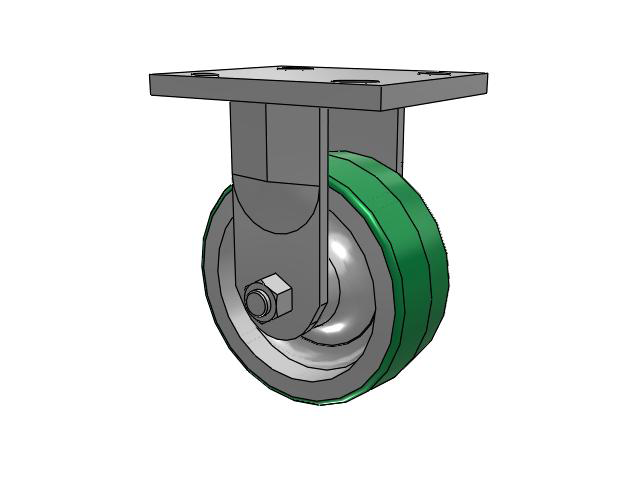 71 Series Top Plate Rigid Caster with 5 x 2 Green Tread on Aluminum Core PD - Polyurethane (Aluminum Core) Wheel