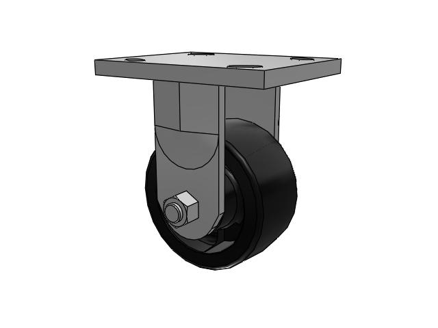 71 Series Top Plate Rigid Caster with 4 x 2 Black Polypropylene RT - Glass-Filled Polypropylene Wheel