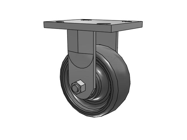 71 Series Top Plate Rigid Caster with 5 x 2 Grey Elastomer SE - Solid Elastomer Wheel