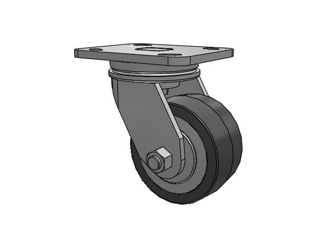 71 Series Top Plate Swivel Caster with 4 x 2 Grey Tread on Grey Polypropylene Core XA - Polyurethane (Polypropylene Core) Wheel