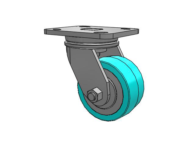 71 Series Top Plate Swivel Caster with 4 x 2 Grey Tread on Grey Polypropylene Core XA - Polyurethane (Polypropylene Core) - Prevenz Antimicrobial Wheel