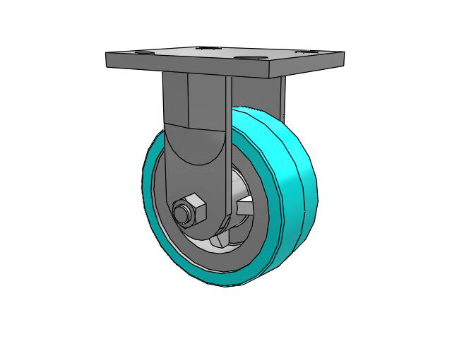 71 Series Top Plate Rigid Caster with 5 x 2 Grey Tread on Grey Polypropylene Core XA - Polyurethane (Polypropylene Core) - Prevenz Antimicrobial Wheel