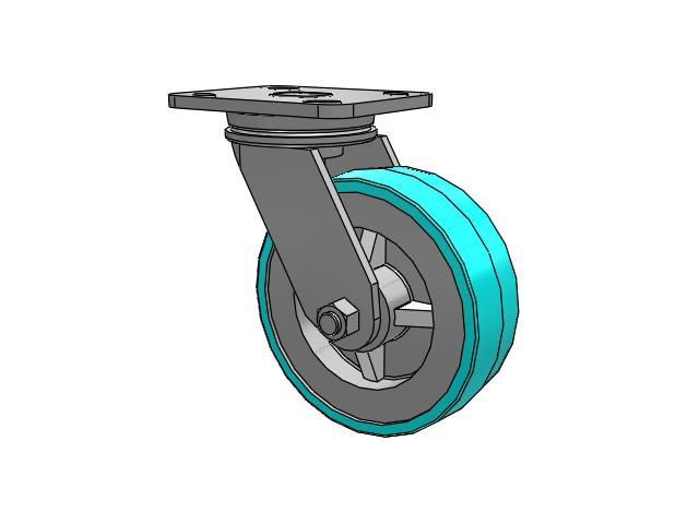 71 Series Top Plate Swivel Caster with 6 x 2 Grey Tread on Grey Polypropylene Core XA - Polyurethane (Polypropylene Core) - Prevenz Antimicrobial Wheel
