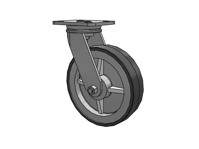 Roulette pivotante à plaque supérieure de la série 71, avec bande de roulement grise 8 x 2 sur noyau en polypropylène gris XA - Roue en polyuréthane (noyau en polypropylène)