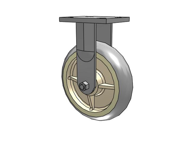 71 Series Top Plate Rigid Caster with 8 x 2 Grey Tread on Grey Core XR - X-tra Soft Rubber (Round) - Prevenz Antimicrobial Wheel