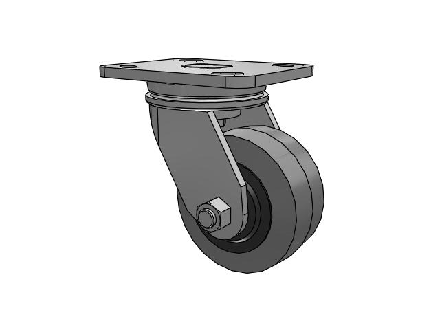 71 Series Top Plate Swivel Caster with 4 x 2 Grey Tread on Grey Core XS - Performa X-tra Soft Rubber (Flat) - Prevenz Antimicrobial Wheel