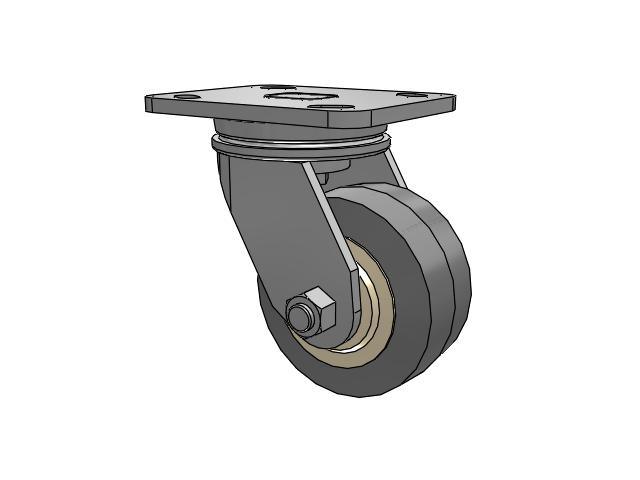 71 Series Top Plate Swivel Caster with 4 x 2 Grey Tread on Grey Core XS - X-tra Soft Rubber (Flat) - Prevenz Antimicrobial Wheel