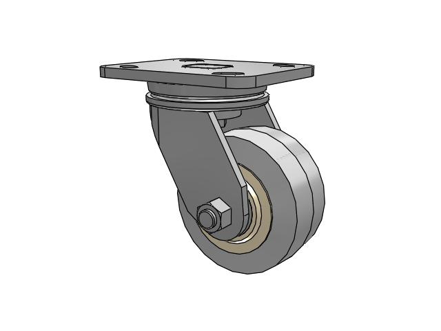 71 Series Top Plate Swivel Caster with 4 x 2 Grey Tread on Grey Core XS - X-tra Soft Rubber (Flat) - Prevenz Antimicrobial Wheel