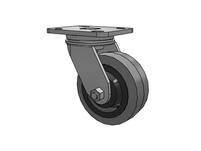 71 Series Top Plate Swivel Caster with 5 x 2 Grey Tread on Grey Core XS - Performa X-tra Soft Rubber (Flat) - Prevenz Antimicrobial Wheel