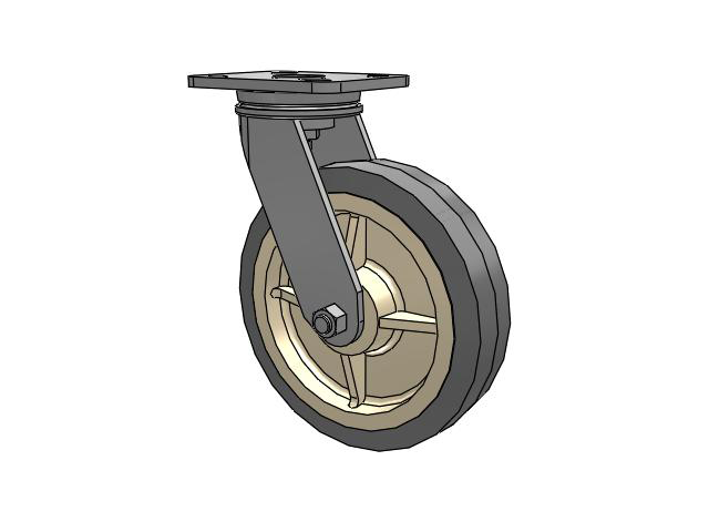 71 Series Top Plate Swivel Caster with 8 x 2 Grey Tread on Grey Core XS - X-tra Soft Rubber (Flat) - Prevenz Antimicrobial Wheel