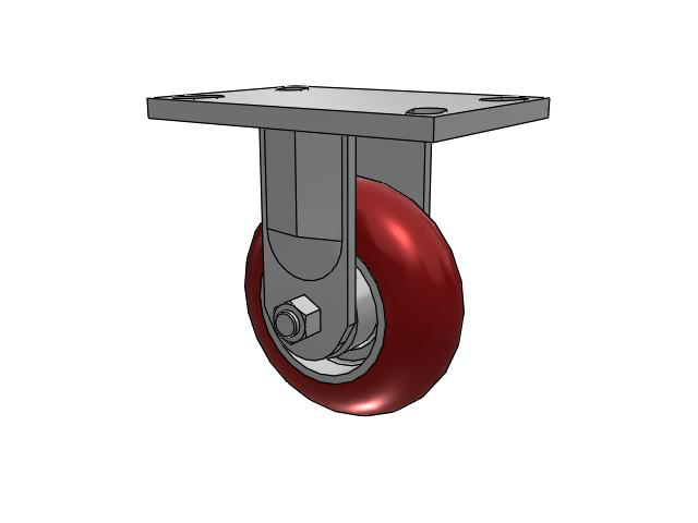 72 Series Top Plate Rigid Caster with 5 x 2 AX - Round Polyurethane (Aluminum Core) Wheel