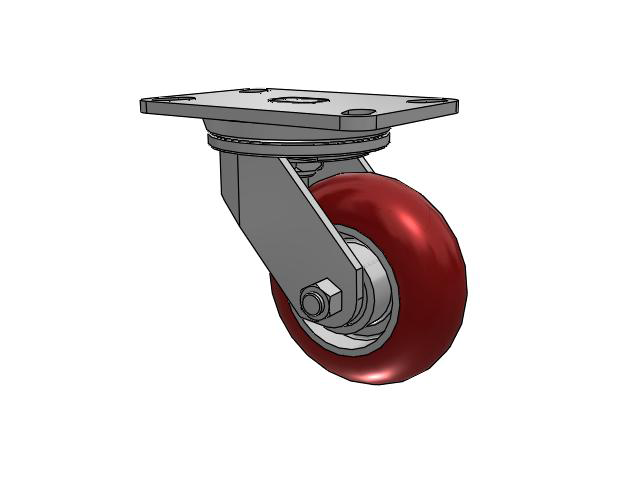 72 Series Top Plate Swivel Caster with 5 x 2 AX - Round Polyurethane (Aluminum Core) Wheel