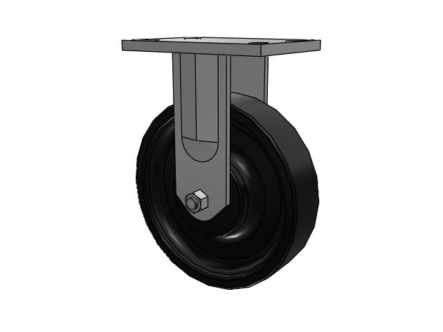 72 Series Top Plate Rigid Caster with 8 x 2 FM - Ductile Iron Flat Tread Wheel