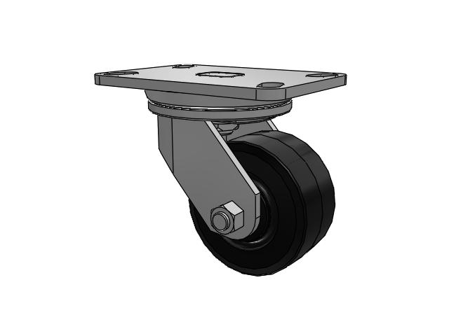 72 Series Top Plate Swivel Caster with 4 x 2 MR - Moldon Rubber (Cast Iron Core) Wheel