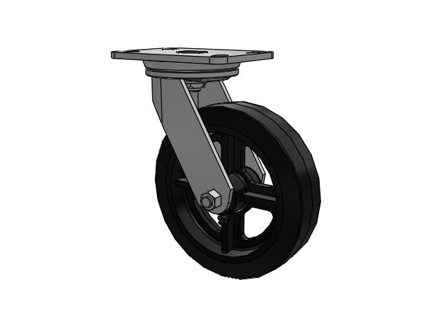 72 Series Top Plate Swivel Caster with 8 x 2 MR - Moldon Rubber (Cast Iron Core) Wheel