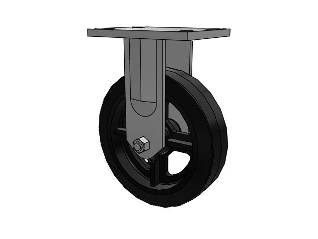 72 Series Top Plate Rigid Caster with 8 x 2.5 MR - Moldon Rubber (Cast Iron Core) Wheel