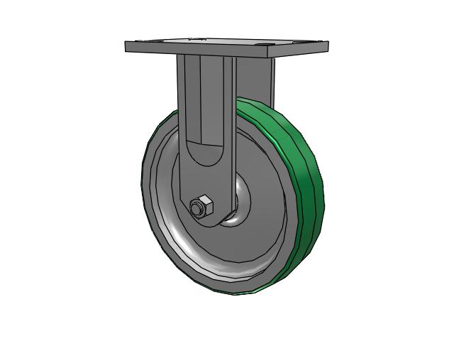 72 Series Top Plate Rigid Caster with 8 x 2 PD - Polyurethane (Aluminum Core) Wheel