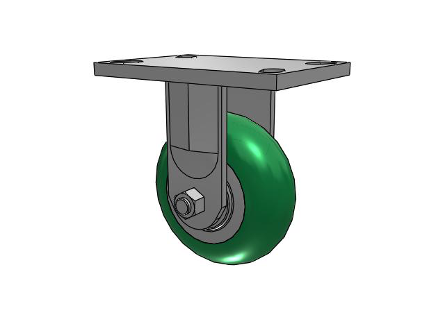 72 Series Top Plate Rigid Caster with 5 x 2 PM - Round Polyurethane (Aluminum Core) Wheel