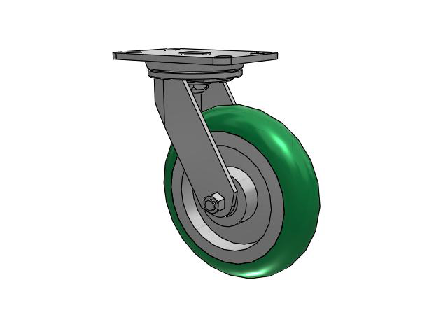 72 Series Top Plate Swivel Caster with 8 x 2 PM - Round Polyurethane (Aluminum Core) Wheel
