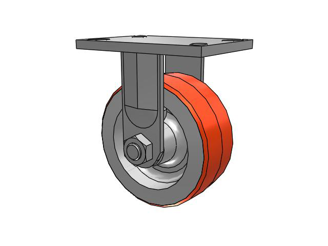 72 Series Top Plate Rigid Caster with 6 x 2.5 PY - Polyurethane (Cast Iron Core) Wheel