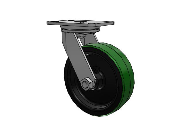 72 Series Top Plate Swivel Caster with 8 x 2.5 PY - Polyurethane (Cast Iron Core) Wheel