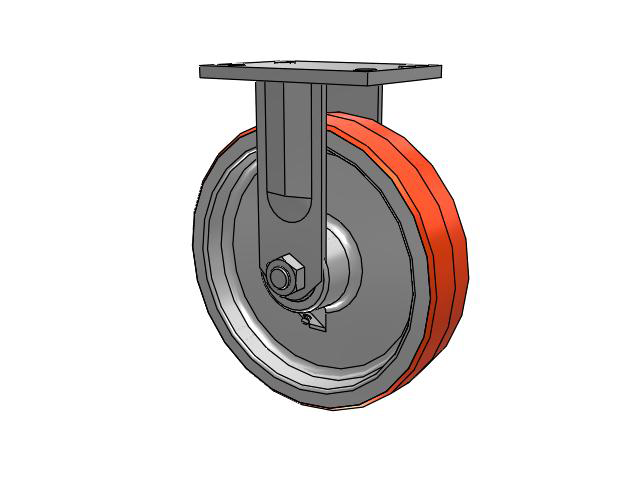72 Series Top Plate Rigid Caster with 10 x 2.5 PY - Polyurethane (Cast Iron Core) Wheel