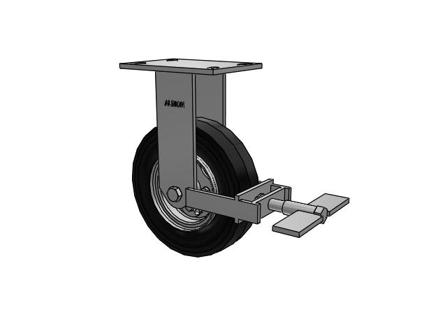 72 Series Pneumatic Casters Top Plate Rigid Caster with 8 x 2 Black Pneumatic Wheel and Face Brake