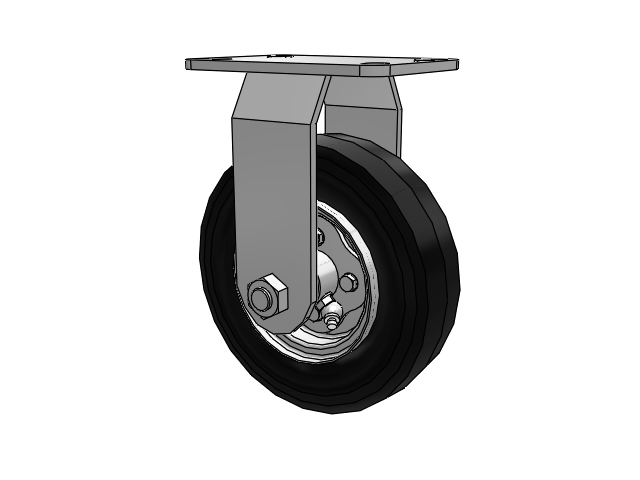 72 Series Pneumatics Top Plate Zinc Rigid Caster with 8 x 2 Black on Silver SF Pneumatic Rubber Wheel
