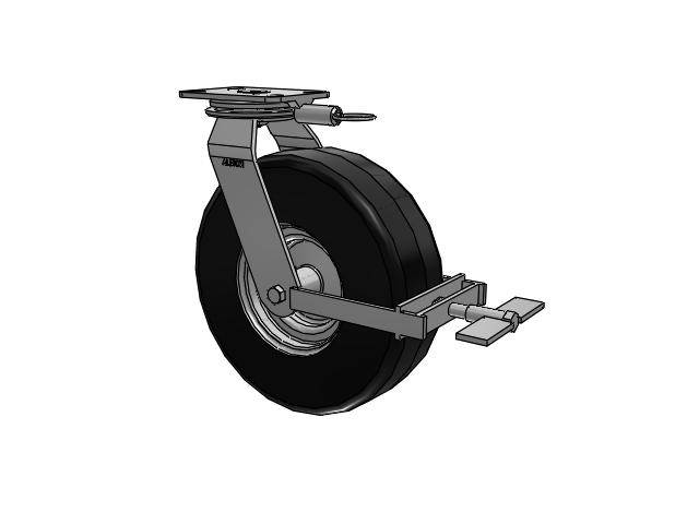72 Series Pneumatic Casters Top Plate Swivel Caster with 13 x 4.1 Black Pneumatic Wheel and Face Brake
