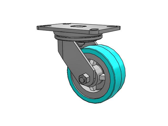 72 Series Top Plate Swivel Caster with 5 x 2 XA - Polyurethane (Polypropylene Core) - Prevenz Antimicrobial Wheel