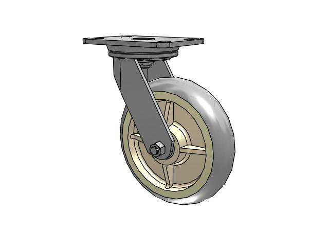 72 Series Top Plate Swivel Caster with 8 x 2 XR - X-tra Soft Rubber (Round) - Prevenz Antimicrobial Wheel