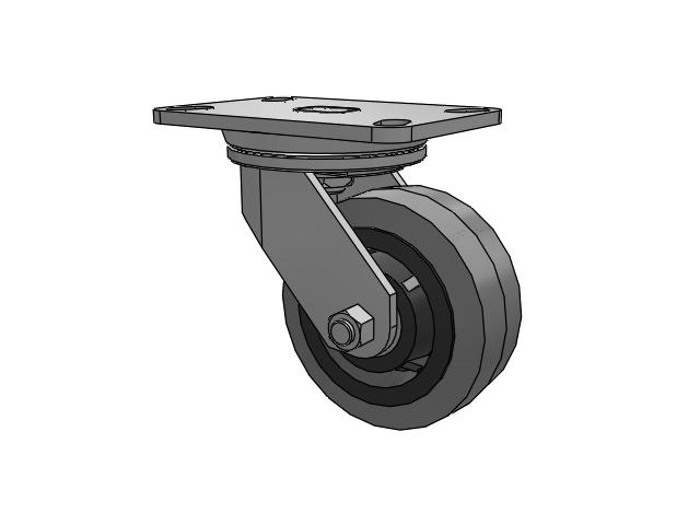 72 Series Top Plate Swivel Caster with 5 x 2 XS - Performa X-tra Soft Rubber (Flat) - Prevenz Antimicrobial Wheel