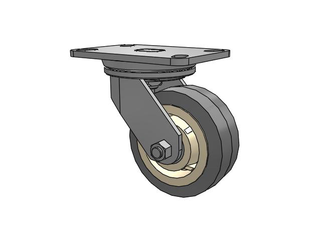 72 Series Top Plate Swivel Caster with 5 x 2 XS - X-tra Soft Rubber (Flat) - Prevenz Antimicrobial Wheel