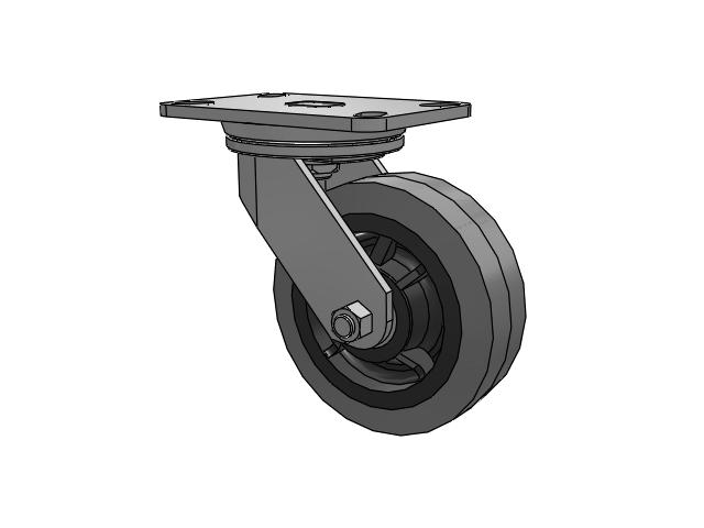 72 Series Top Plate Swivel Caster with 6 x 2 XS - Performa X-tra Soft Rubber (Flat) - Prevenz Antimicrobial Wheel