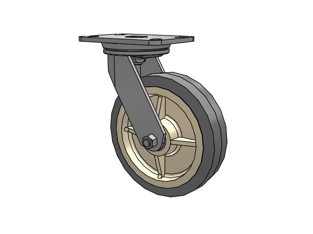 72 Series Top Plate Swivel Caster with 8 x 2 XS - X-tra Soft Rubber (Flat) - Prevenz Antimicrobial Wheel